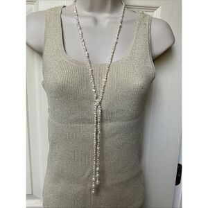Freshwater Pearl Long Lariat Tie Necklace Adjustable Versatile